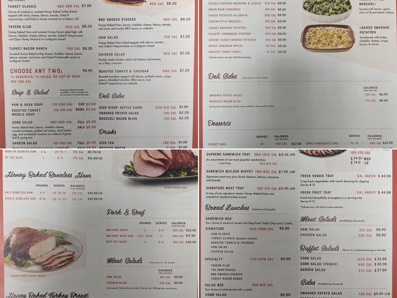 The Honey Baked Ham Company Menu