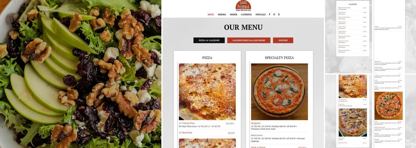 Lisa’s Family Pizzeria Menu