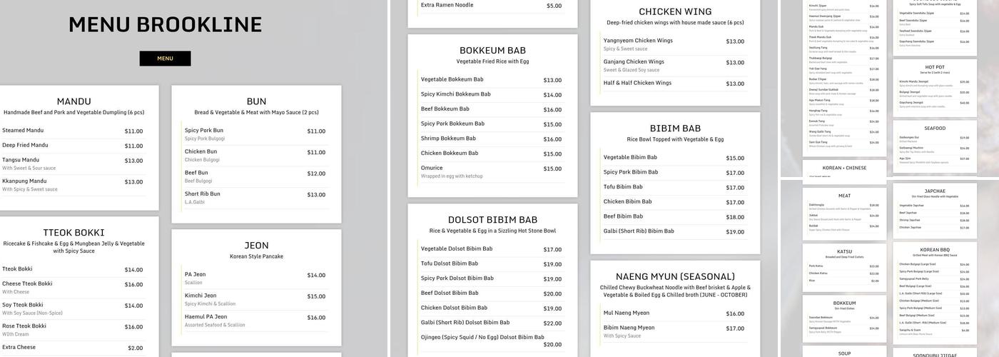 Bab Korean Bistro Brookline Menu
