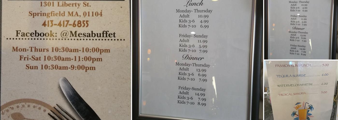Mesa Buffet Menu