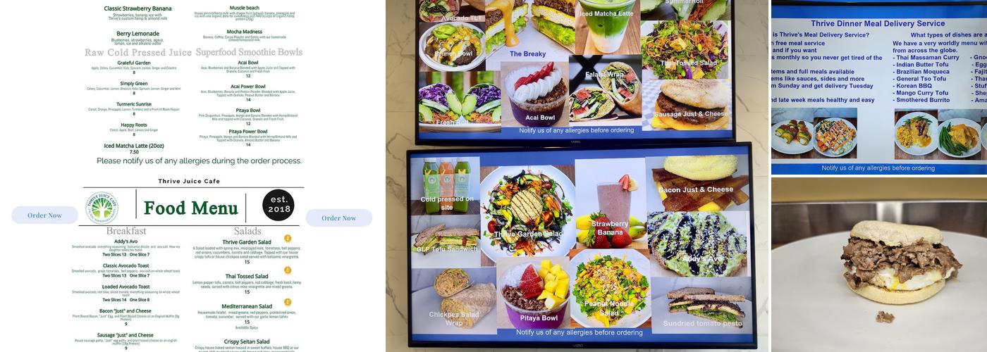 Thrive Juice Cafe Menu