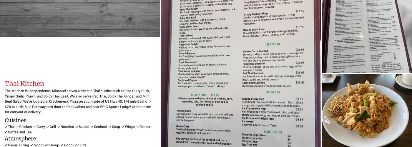 Thai Kitchen Menu