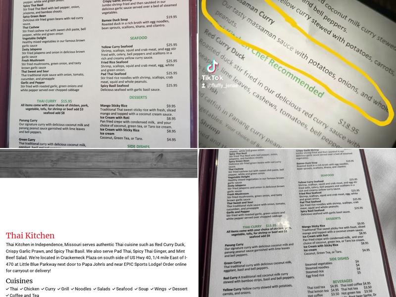Thai Kitchen Menu