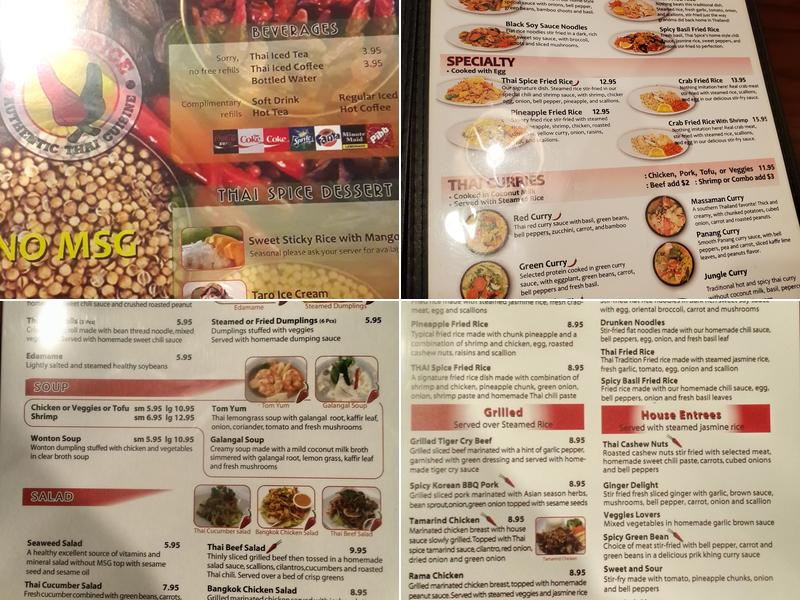 Thai Spice Menu
