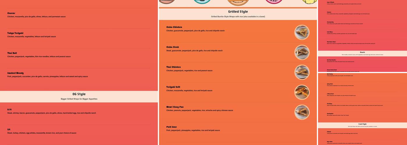 Longboards Wraps & Bowls Menu