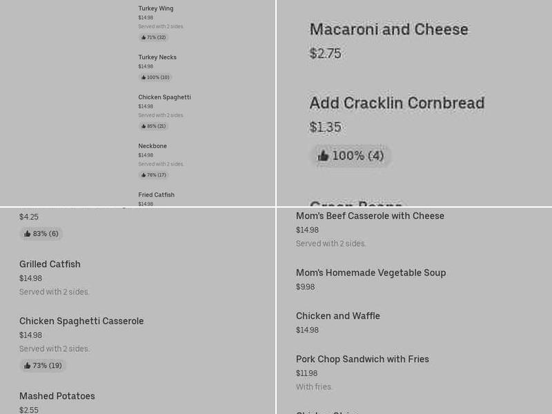 Collins Dream Kitchen Menu
