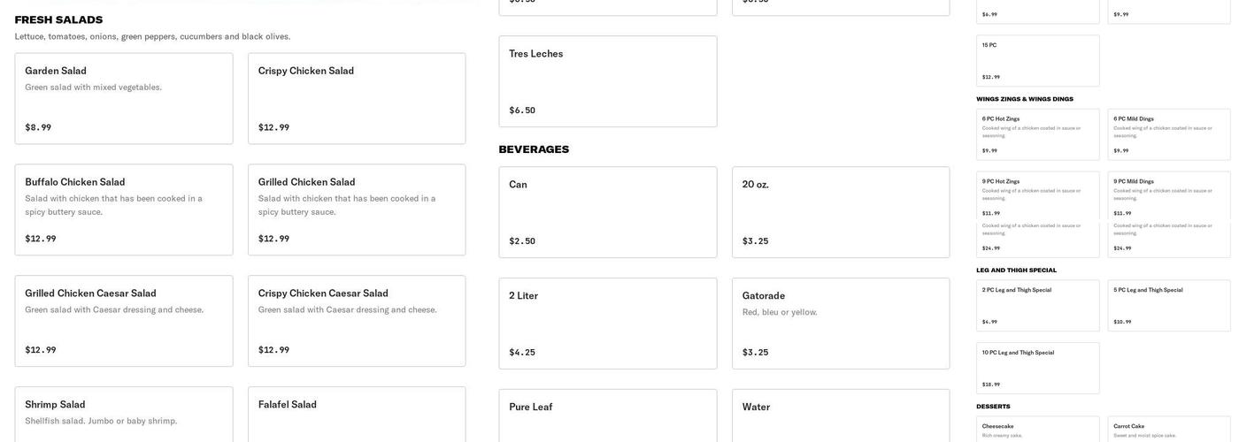 Pearl fried chicken Menu