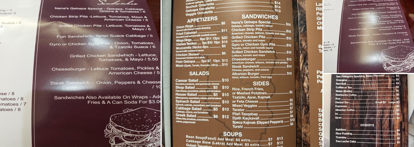 Nana's Kitchen Menu