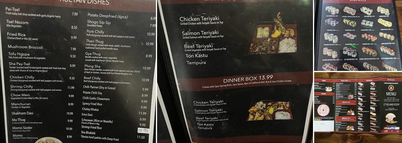 Tibetan Japanese Menu