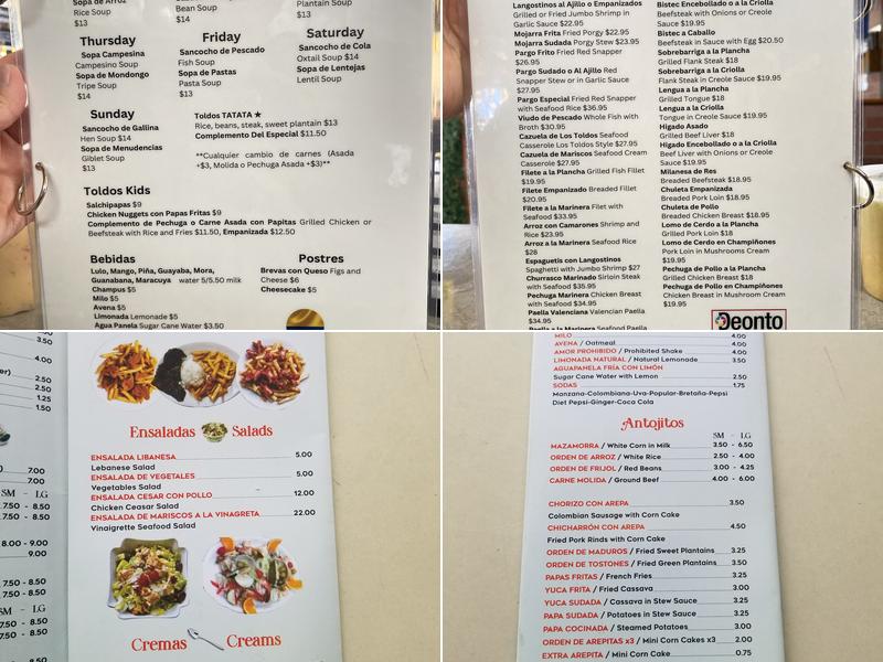 Los Toldos Menu