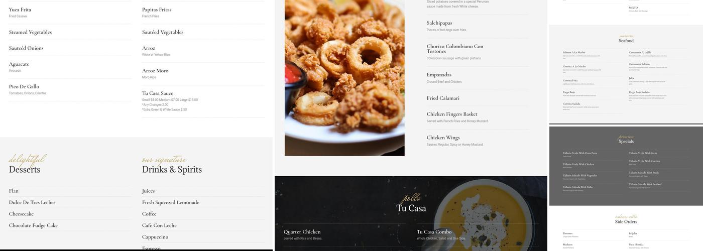 Tu Casa Menu