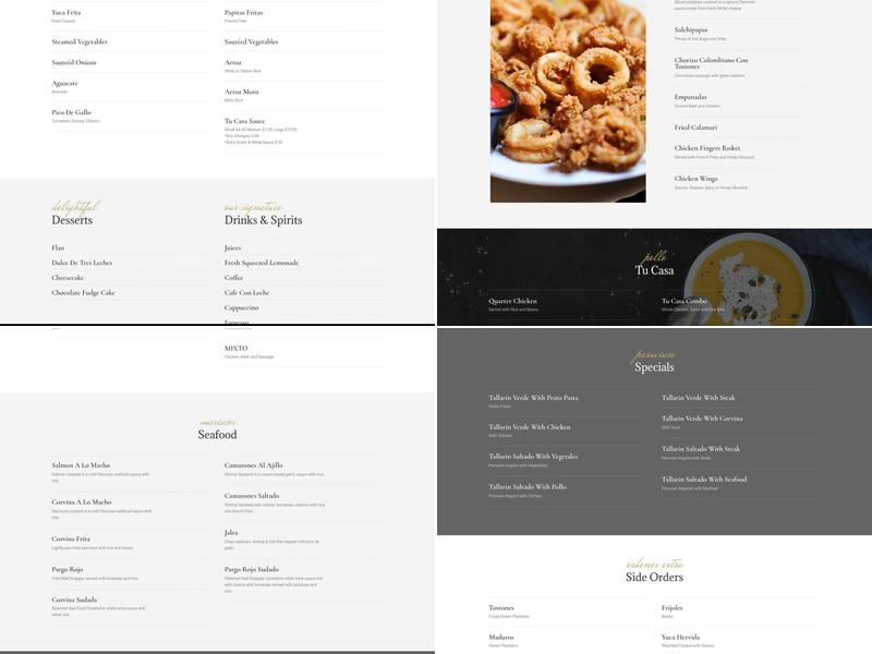 Tu Casa Menu