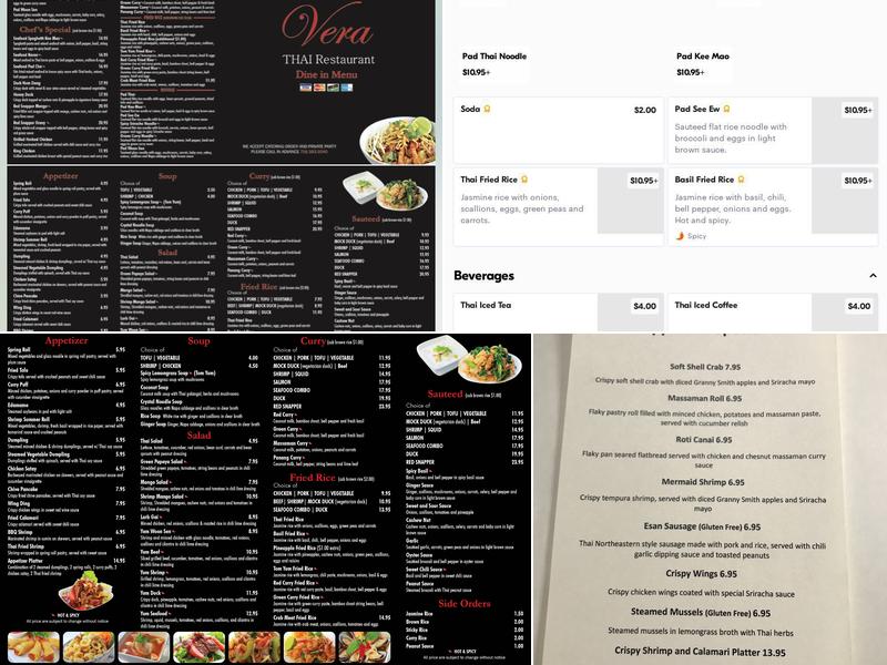 Vera Thai Menu