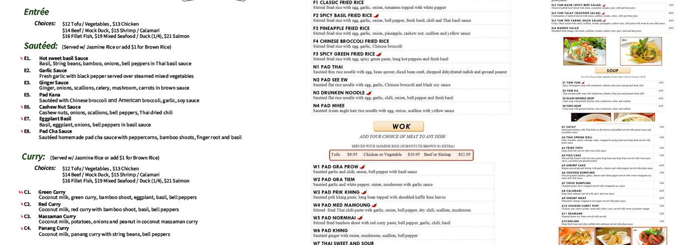 BARN NA THAI Menu