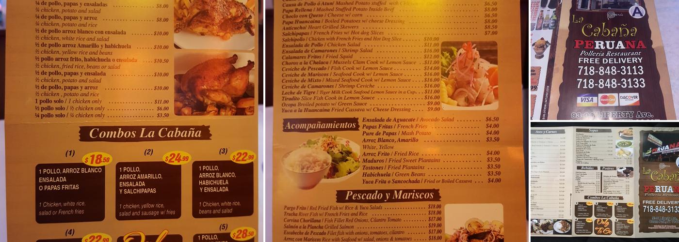 La Cabaña Peruana Menu