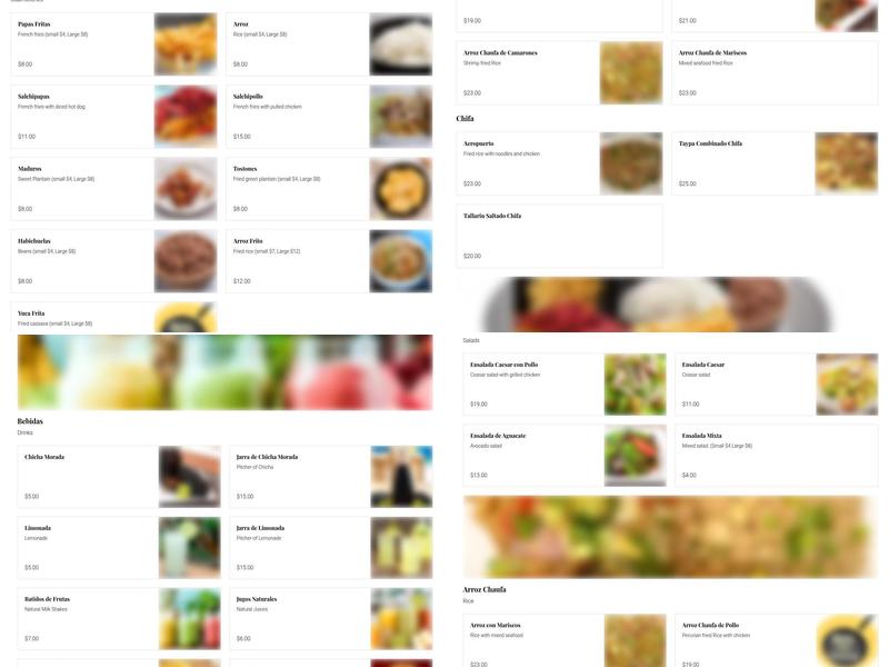 Mistura Peruana Menu
