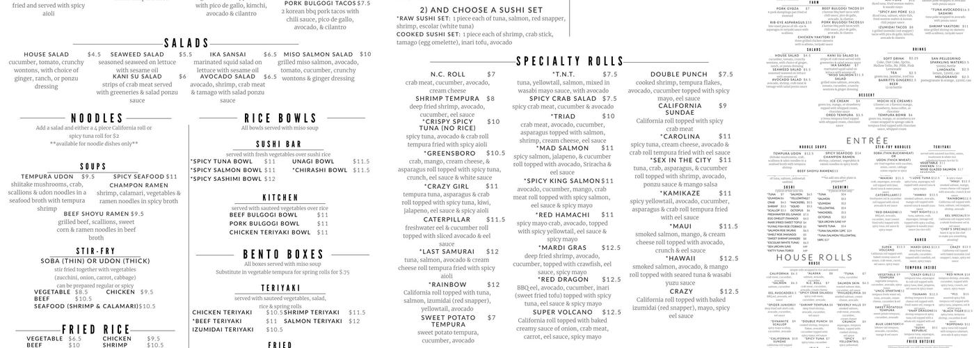 Sushi Republic Menu