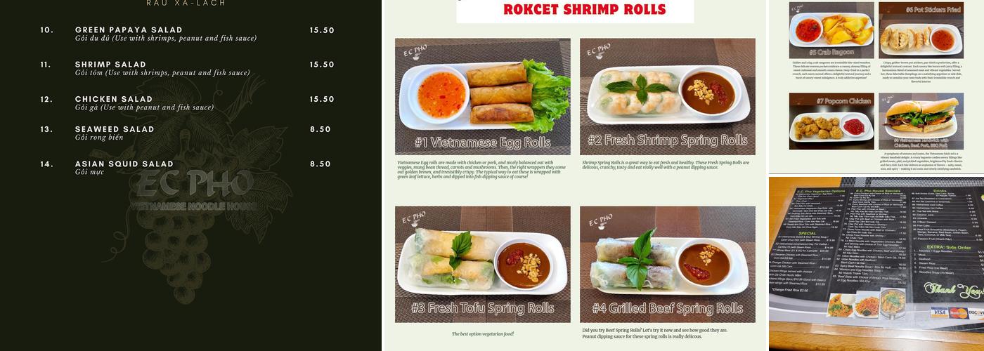 Ec Pho Vietnamese Noodle House Menu