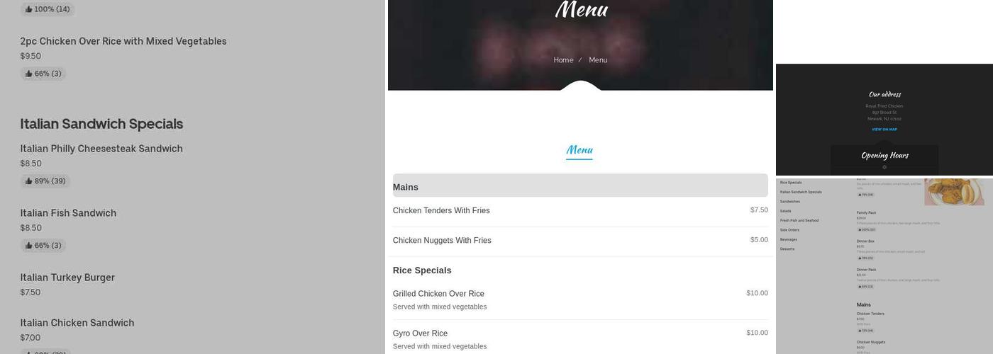 Royal Fried Chicken Menu