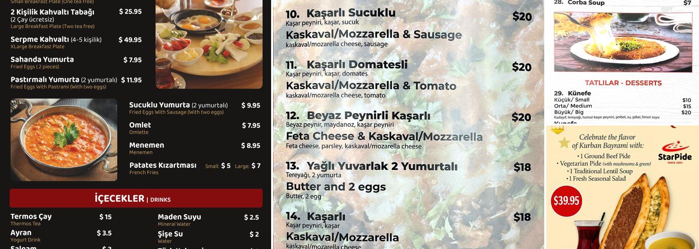 Star Pide Menu