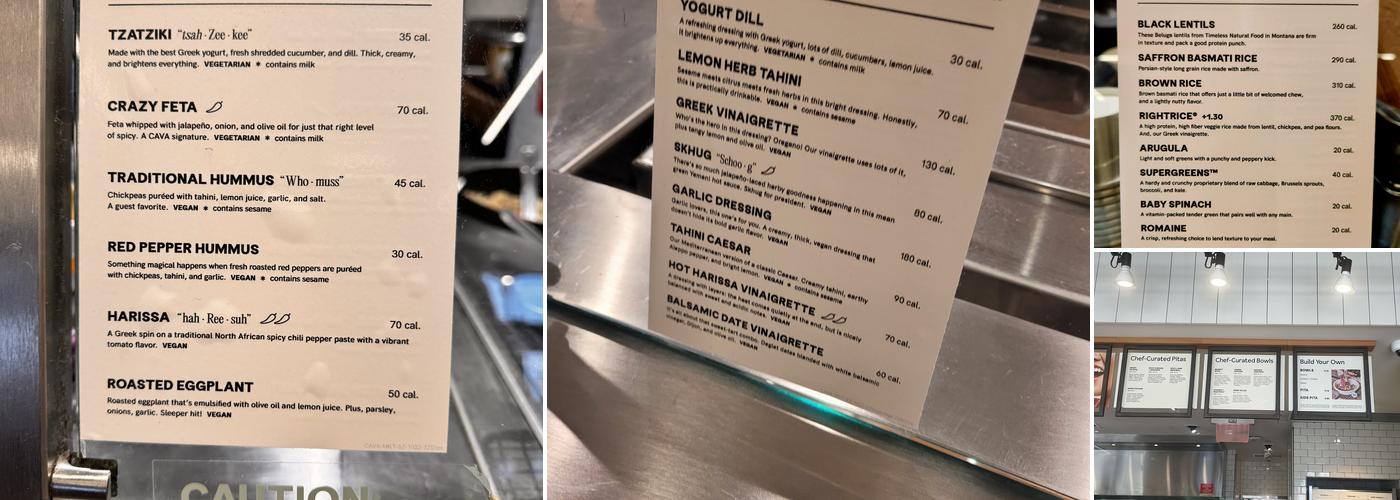CAVA Menu