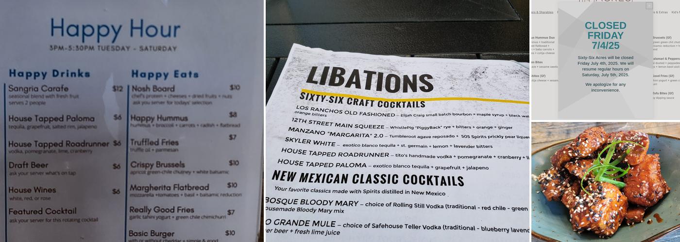 Sixty-Six Acres Menu