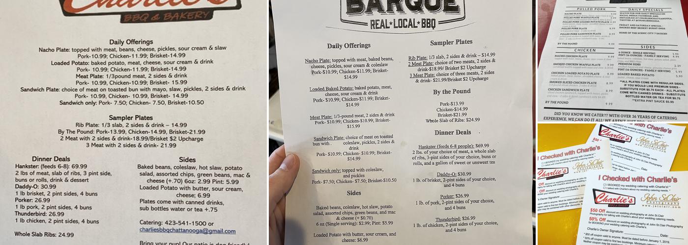 Charlie's BBQ & Bakery Menu