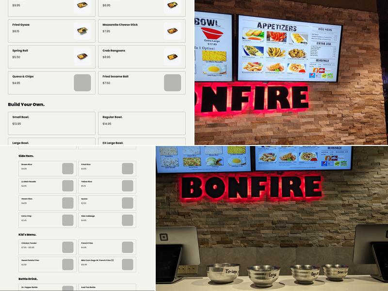 Bonfire mongolian grill Menu