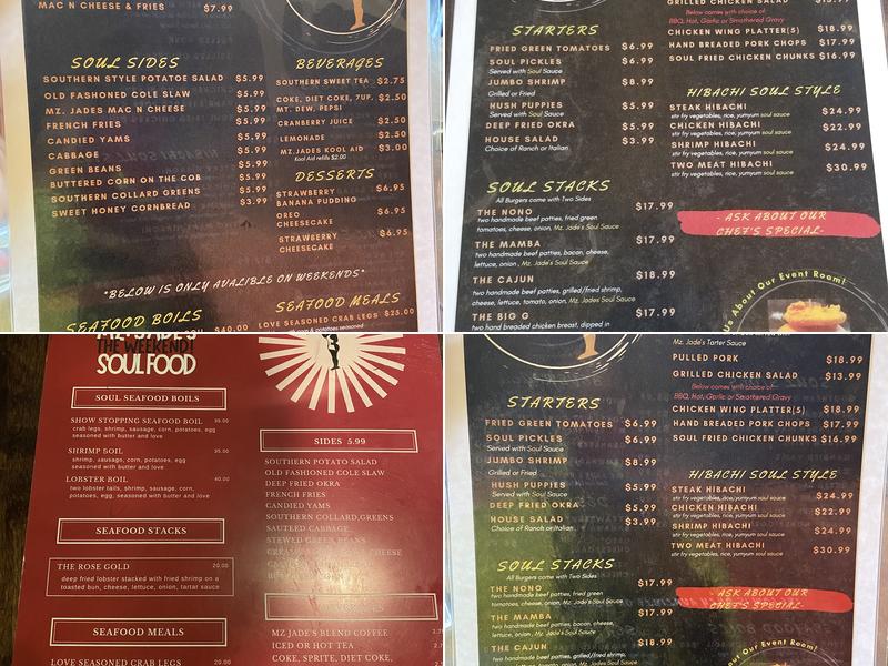 Mz. Jade’s Soul Food Menu