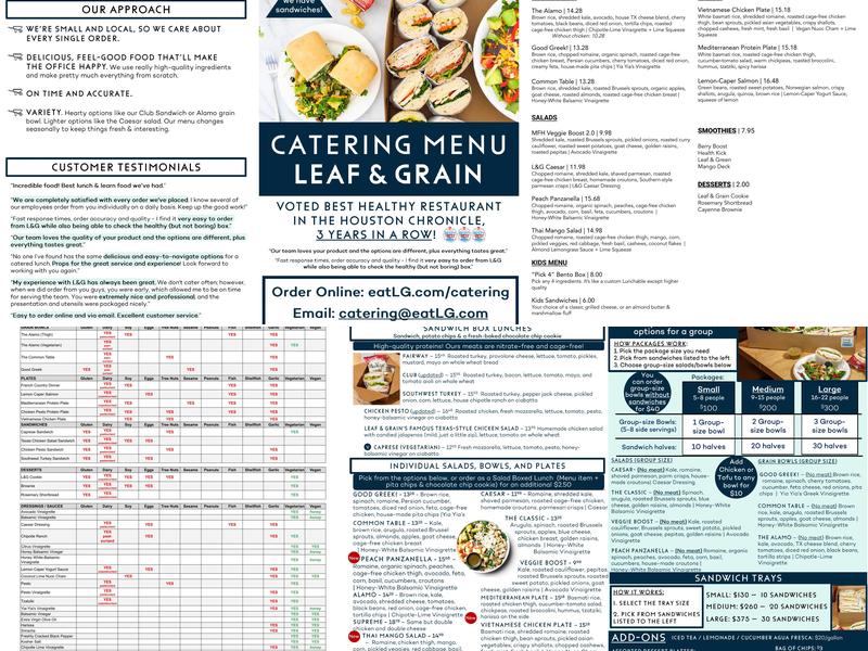 Leaf & Grain Menu
