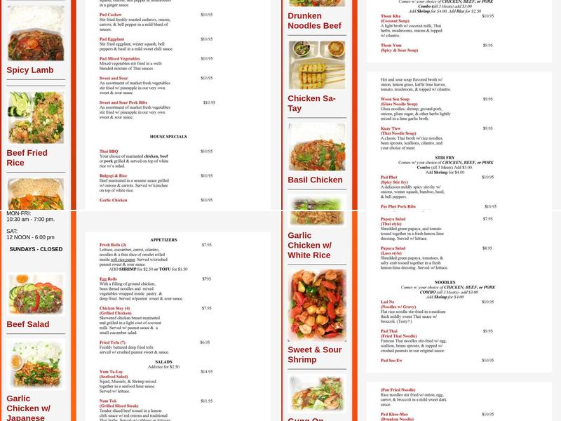 Thai Express Menu