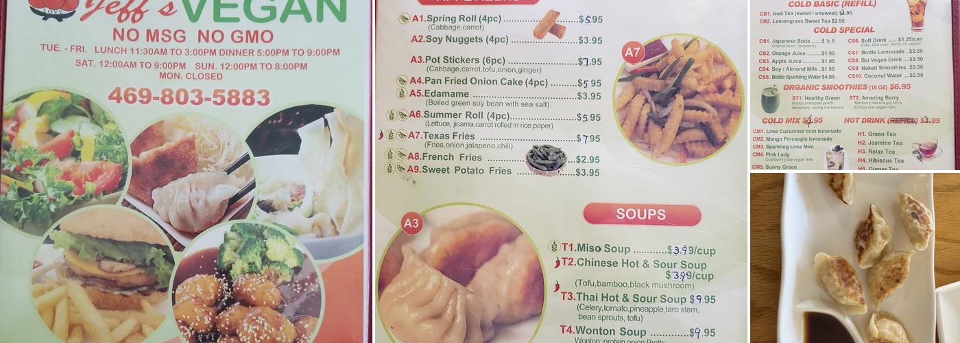 Jeff`s Vegan Menu