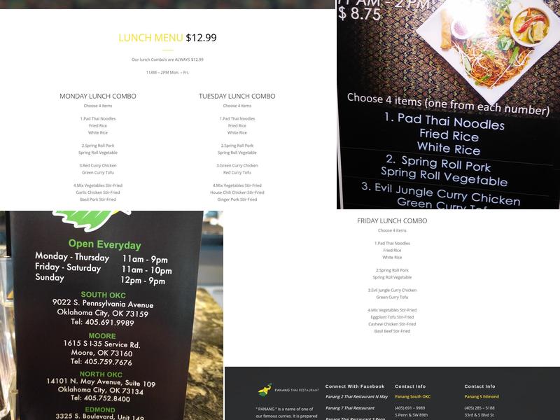Panang 7 Thai Restaurant Menu