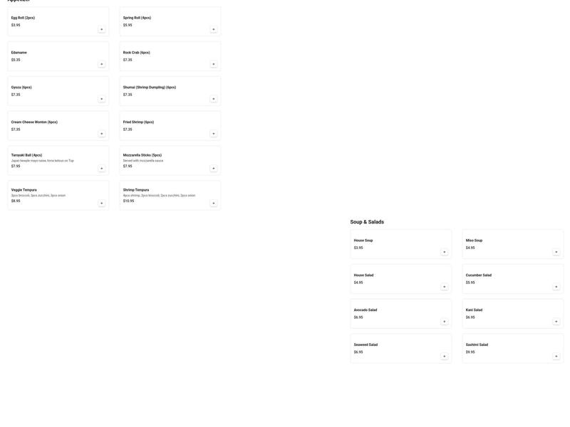 Ginza Grill Japanese Restaurant Menu