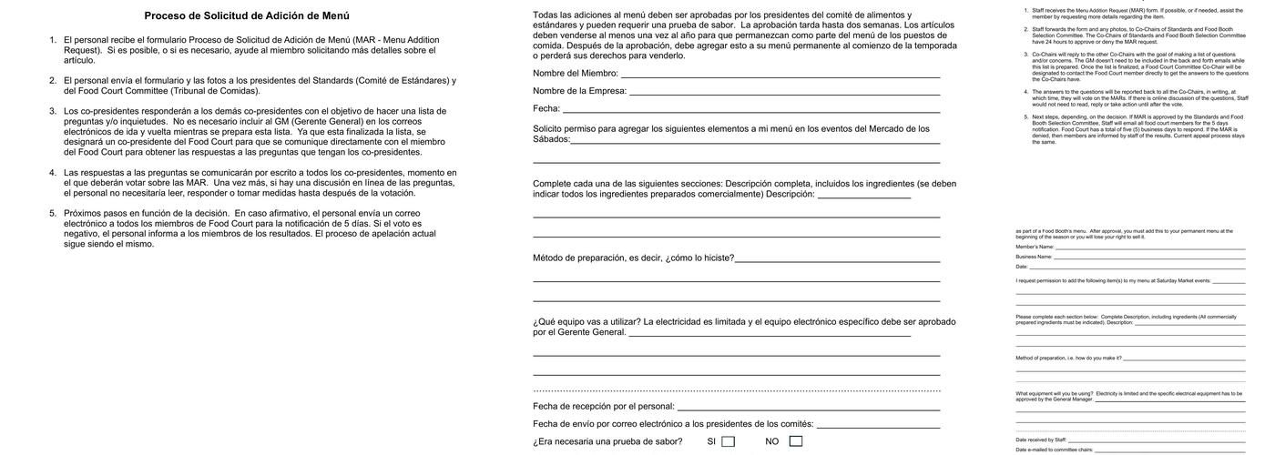 Eugene Saturday Market Menu