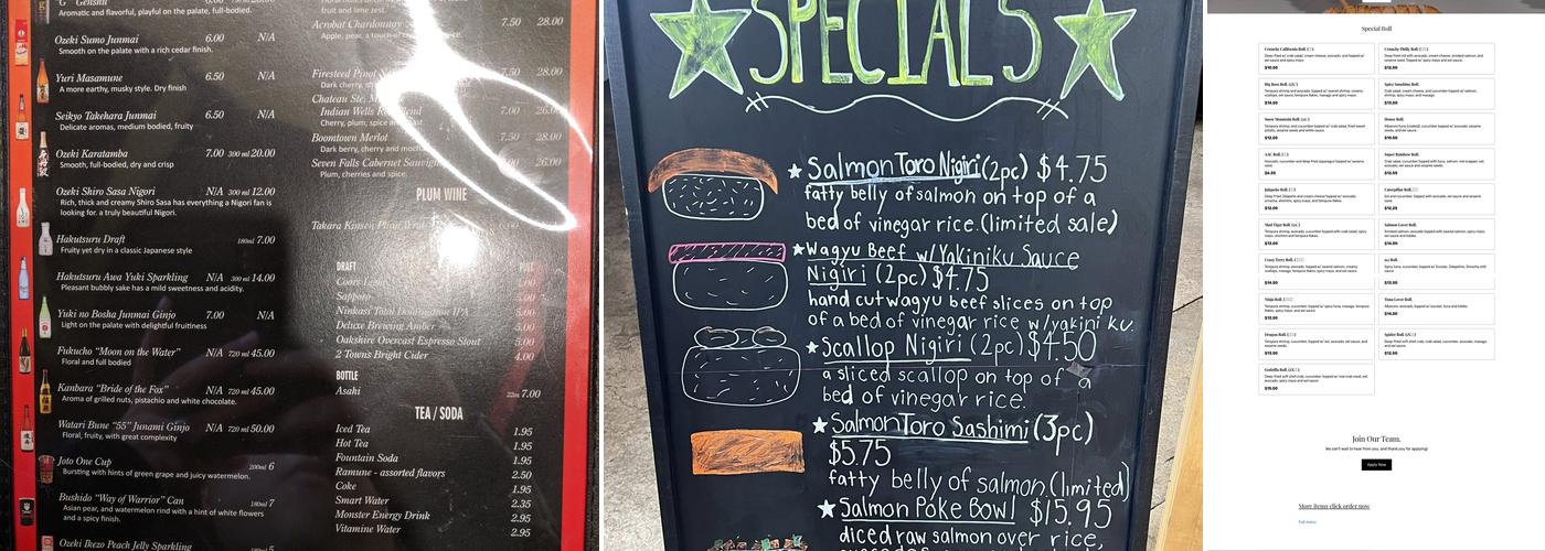 Kaiyo Sushi Menu
