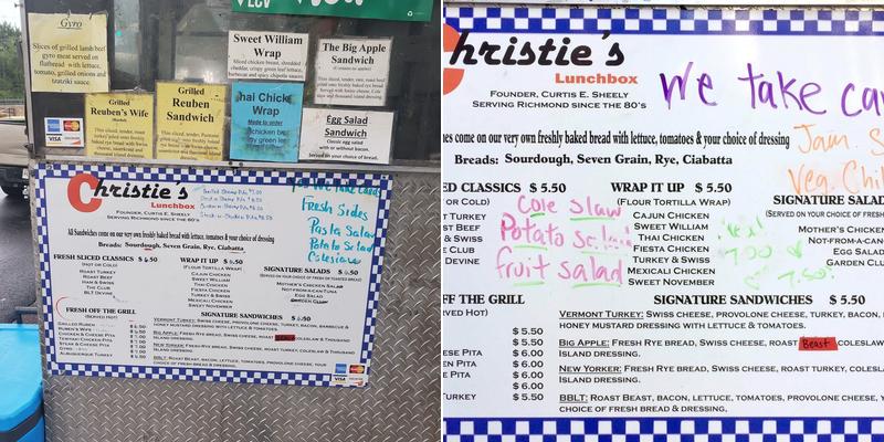 Christieslunchbox.Com Menu