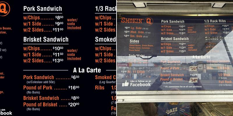 Smokin'Q Menu