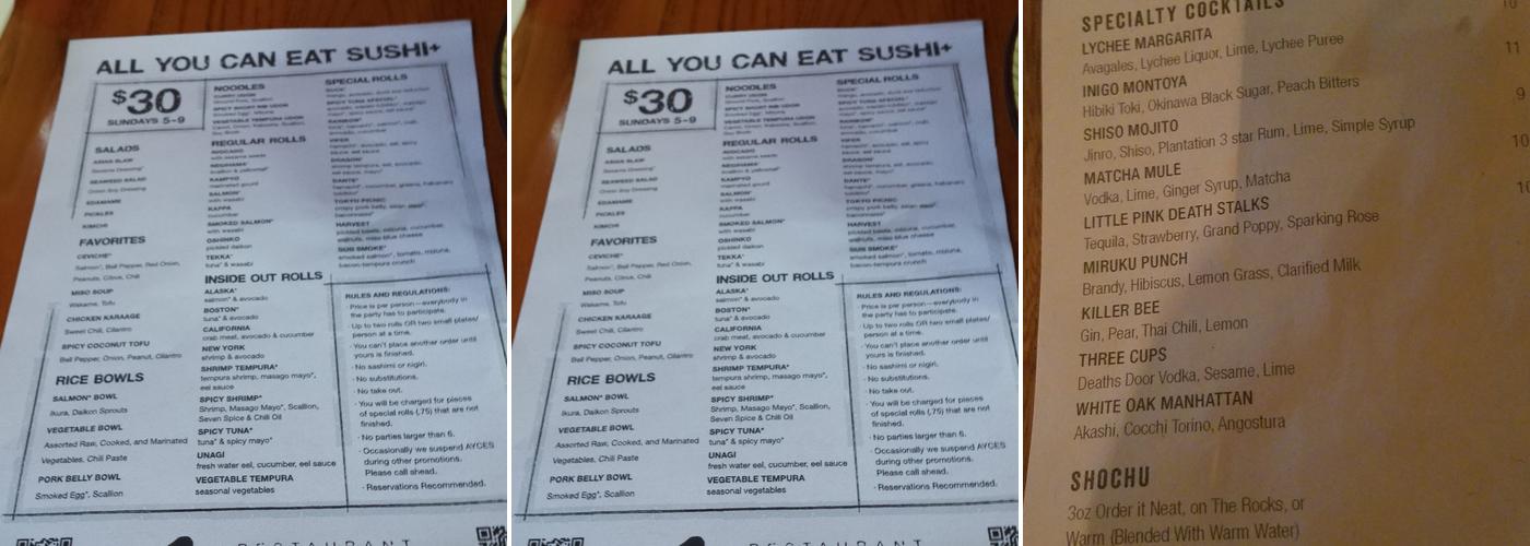 Muramoto Downtown Menu