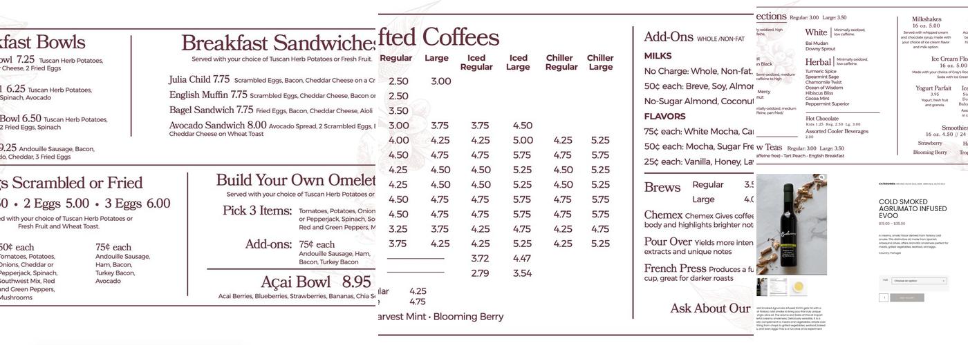 Bodacious Olive Menu