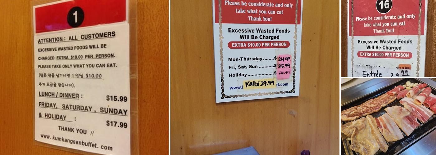 Kum Kang San BBQ Grill Buffet Menu