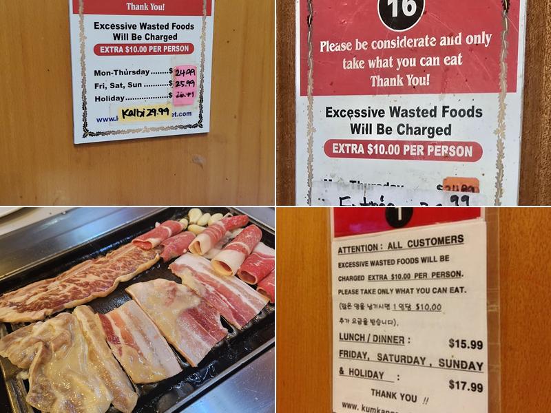 Kum Kang San BBQ Grill Buffet Menu