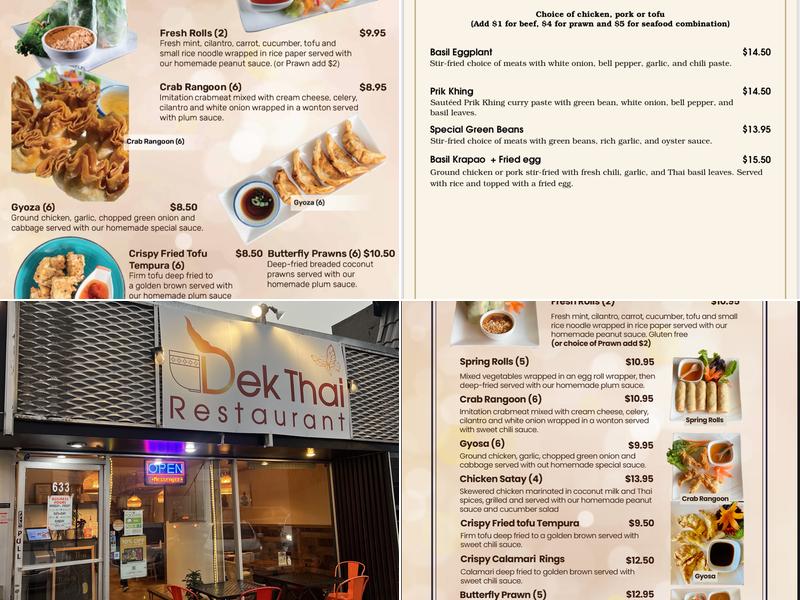 Dek Thai Menu