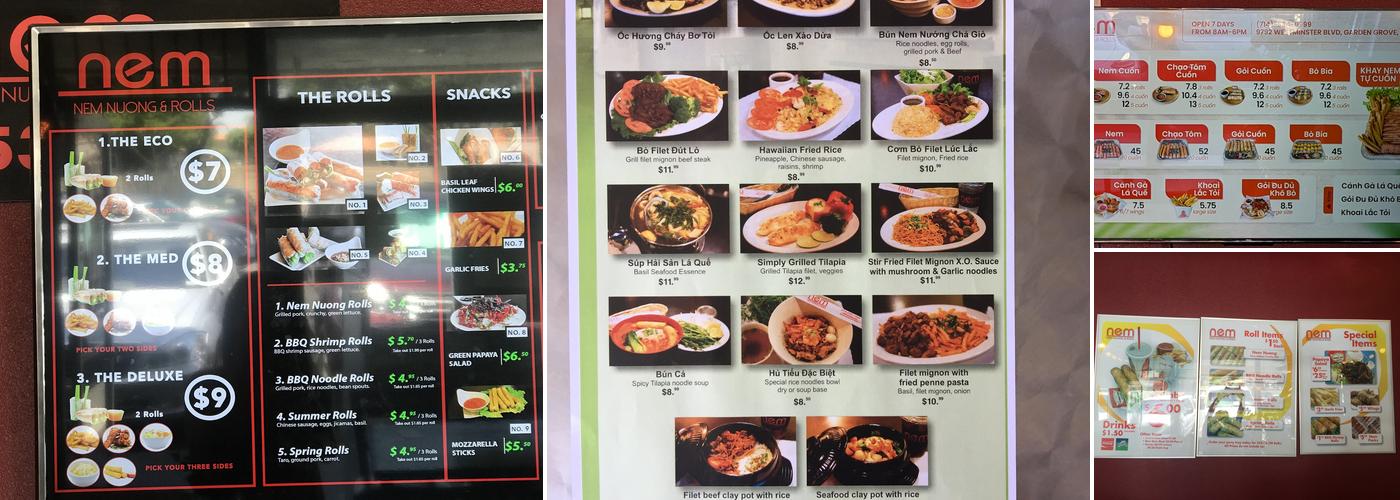 NEM Menu