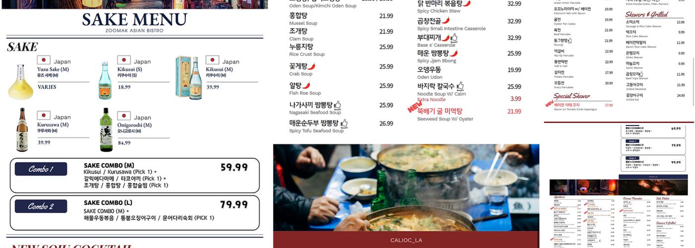 Zoomak Asian Bistro Menu