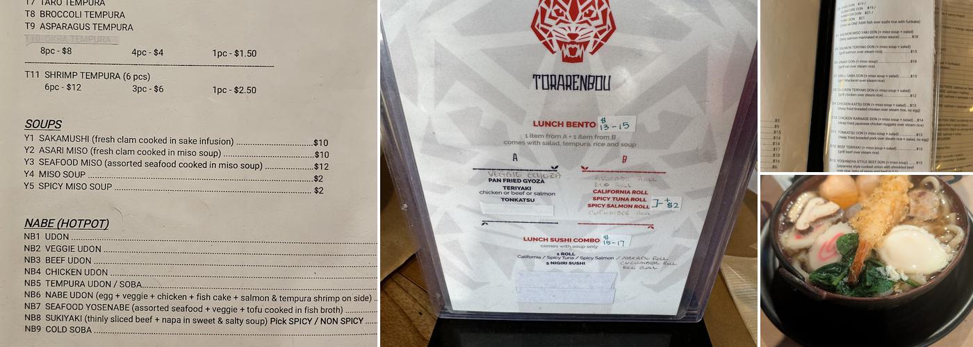 Torarenbou Sushi Bistro Menu
