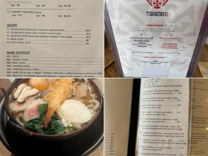 Torarenbou Sushi Bistro Menu