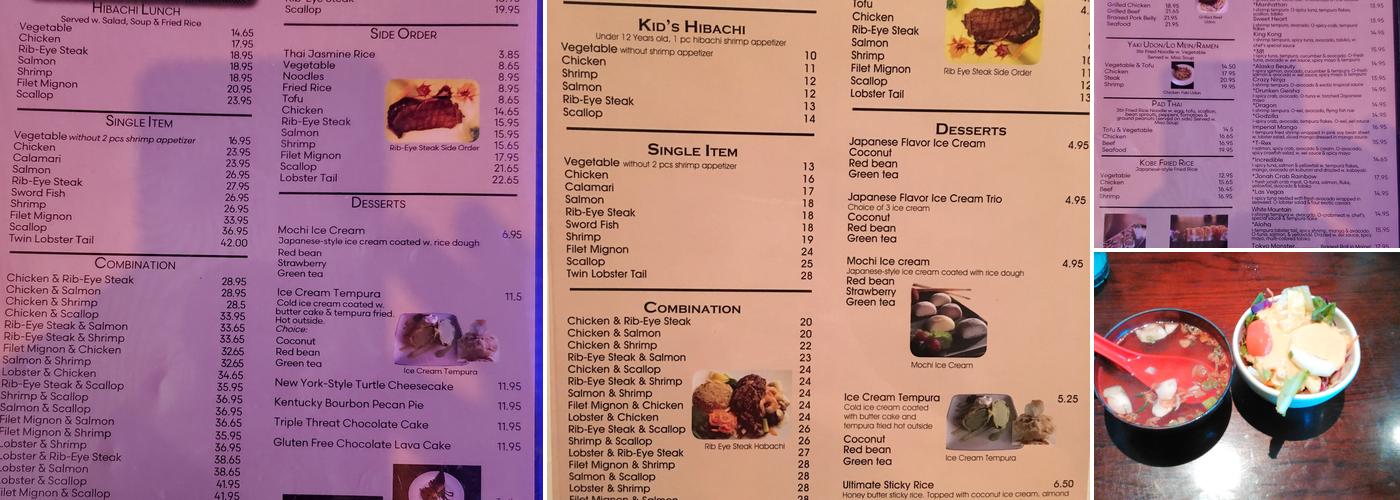 Kobe Japanese Grill Menu