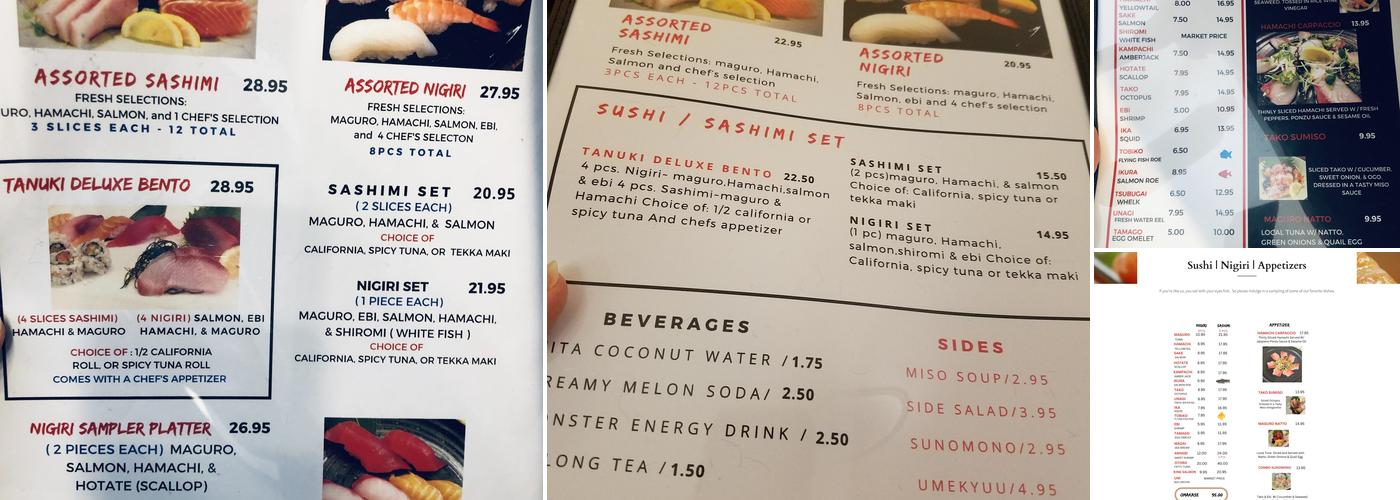 Tanuki Sushi Menu