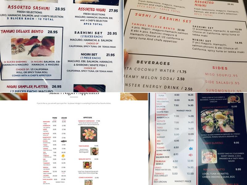 Tanuki Sushi Menu